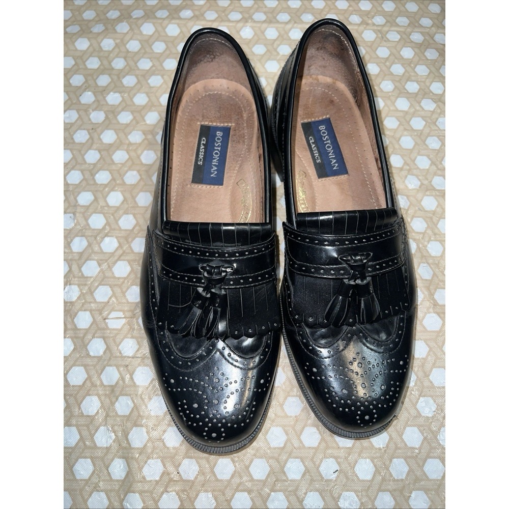 Bostonian Florentine Black Leather Tassel Loafer Men's Dress Shoes 8M
